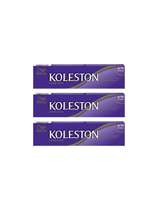 Wella Koleston Tüp Saç Boyası 50 ml 6.74 Terrakota 3 Adet