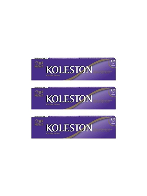 Wella Koleston Tüp Saç Boyası 50 ml 8.0 Açık Kumral 3 Adet