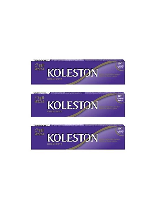 Wella Koleston Tüp Saç Boyası 50 ml 8.1 Açık Küllü Kumral 3 Adet