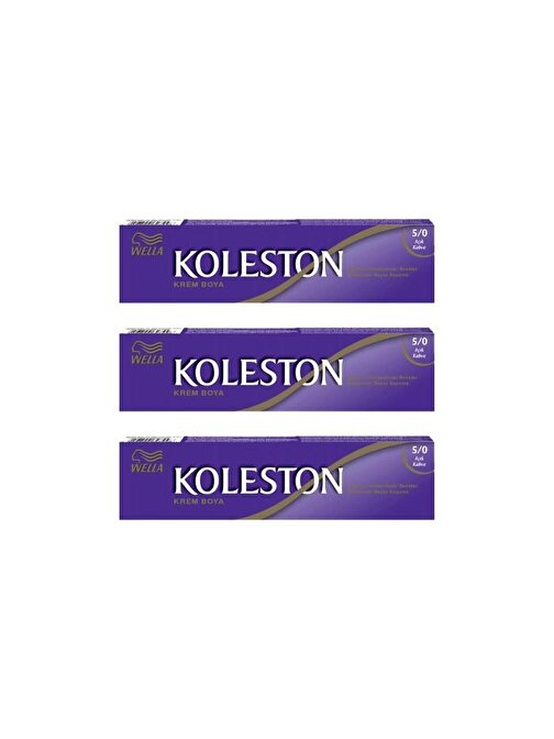 Wella Koleston Tüp Saç Boyası 50 ml 5.0 Açık Kahve 3 Adet