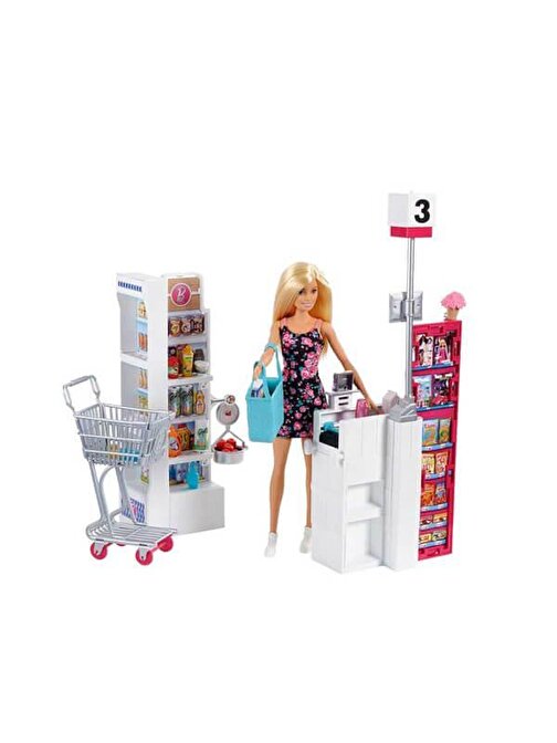 Barbie FRP01 Süper Markette Oyun Seti Ve Oyuncak Bebek
