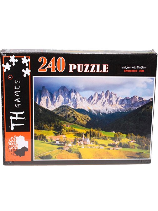 240 Parça Kutulu Puzzle İsviçre Alp Dağları Manzarası!