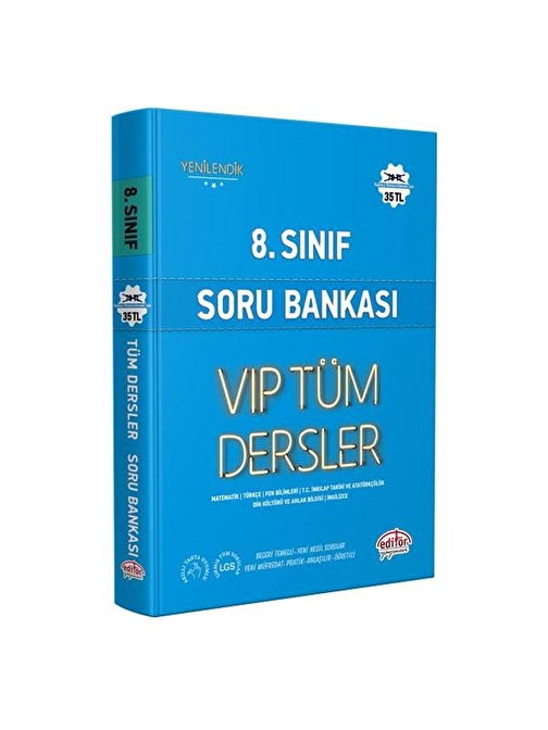 Editör Yayınları 8. Sınıf Tüm Dersler VIP Mavi Kitap Soru Bankası