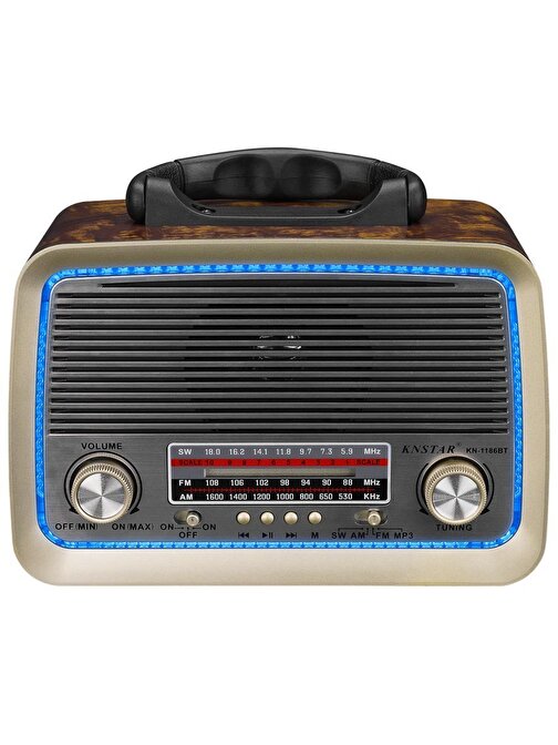 Mikado Mdr-99 Ahşap Usb-Tf Destekli Bluetooth Fm-Am-Sw 3 Band Klasik Radyo