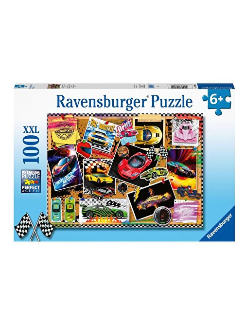 Ravensburger 128990 Yarış Arabaları Çocuk Puzzle 100 Parça 6+ Yaş
