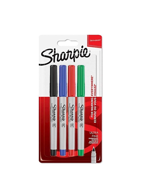 Sharpie 1985879 Ultra Fine Permanent Markör Kalem Standart Renk 4'lü