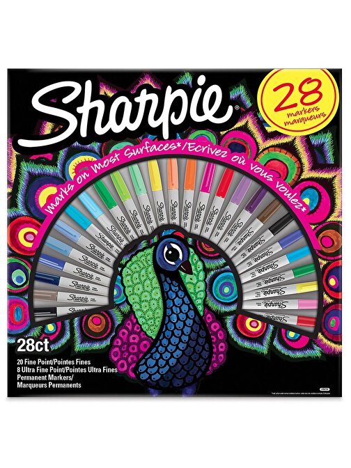 Sharpie 2058158 Fine Permanent Markör Kalem 28Li Tavuskuşu