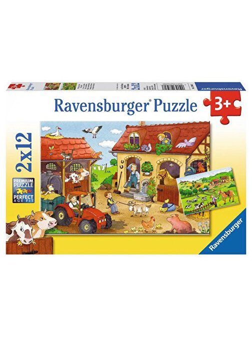 Ravensburger 075607 Çiftlikte Çalışmak Çocuk Puzzle 2x12 Parça 3+ Yaş