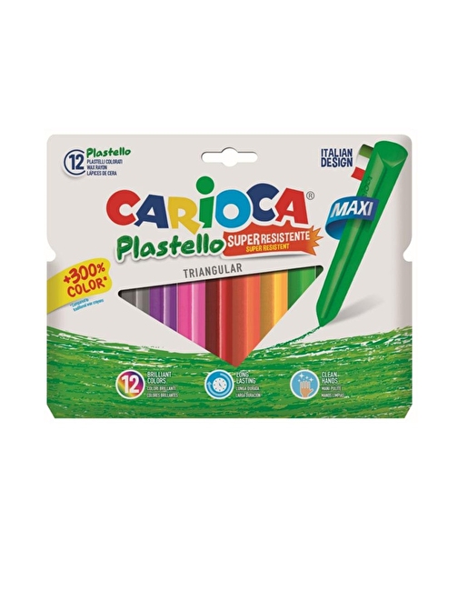 Carıoca Plastello 42671 Karton Kutulu Üçgen Mum Pastel Boya Jumbo 12'li