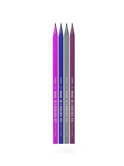 Silka Kurşun Kalem 4 Renk Üçgen Metalik 1 Paket Silka Shina Üçgen Metalik Kurşun Kalem