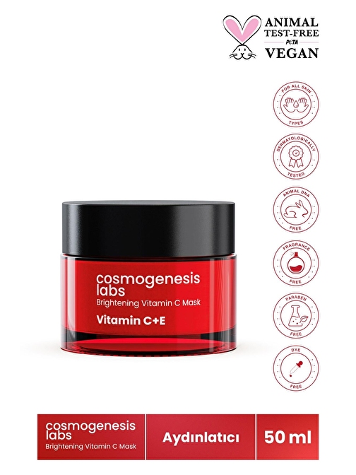 Cosmogenesis Labs Tüm Cilt Tipleri Sıkılaştırıcı Nemlendirici Aydınlatıcı C Vitamini Maske 50 ml Kavanoz