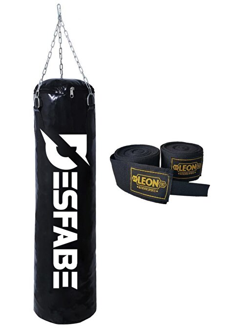 Desfabe Boxing Star Zincirli Boks Kum Torbası 70X25 Cm Siyah+El Sargı Bandajı