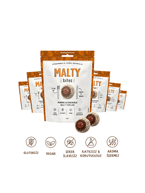 Malty Fındık & Kakaolu Malt Topları 80 gr x 6 Adet