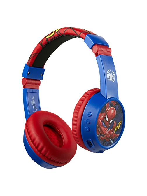 Disney Marvel Spiderman L Kablosuz Silikonlu Mikrofonlu Kulak Üstü Bluetooth Kulaklık Kırmızı