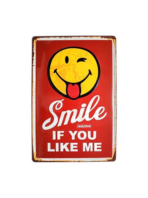 Cajuart Smile Emoji Temalı 20X30 Cm Metal Plaka Metal Tablo