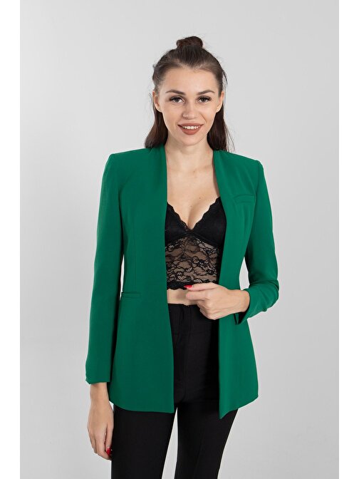 Gri Yuvarlak Yaka Astarlı Blazer Ceket 0105124.06