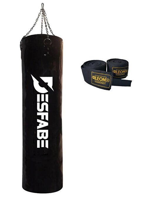 Desfabe Boxing Star Zincirli Boks Kum Torbası 120X32 Cm Siyah+El Sargı Bandajı