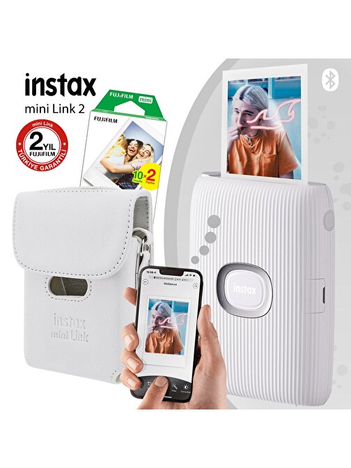 Instax mini Link 2 Beyaz Akıllı Telefon Yazıcısı ve Çantalı Hediye Seti 4