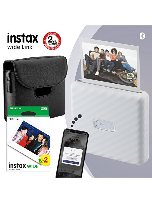 Instax Wide Link Beyaz Akıllı Yazıcı ve Çantalı Hediye Seti 4