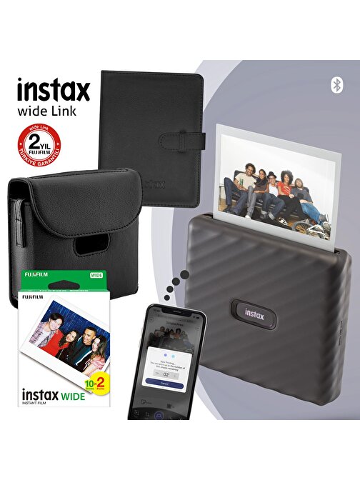 Instax Wide Link Gri Akıllı Telefon Yazıcısı ve Hediye Seti 1