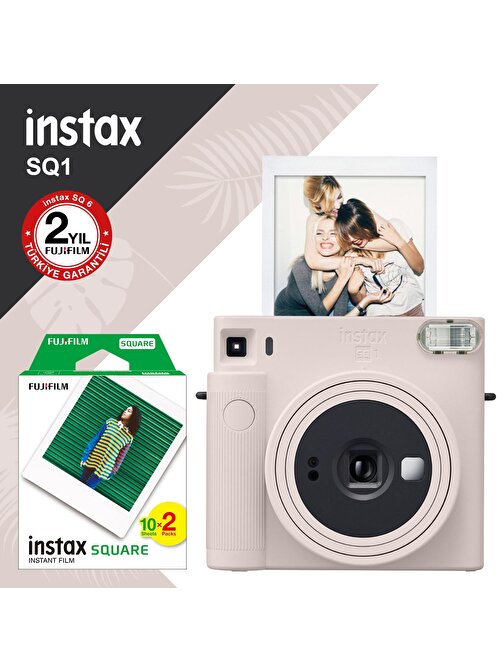 Instax SQ1 Beyaz Fotoğraf Makinesi ve 20li Kare Film