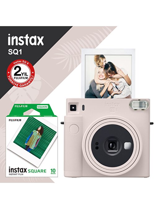 Instax SQ1 Beyaz Fotoğraf Makinesi ve 10lu Kare Film