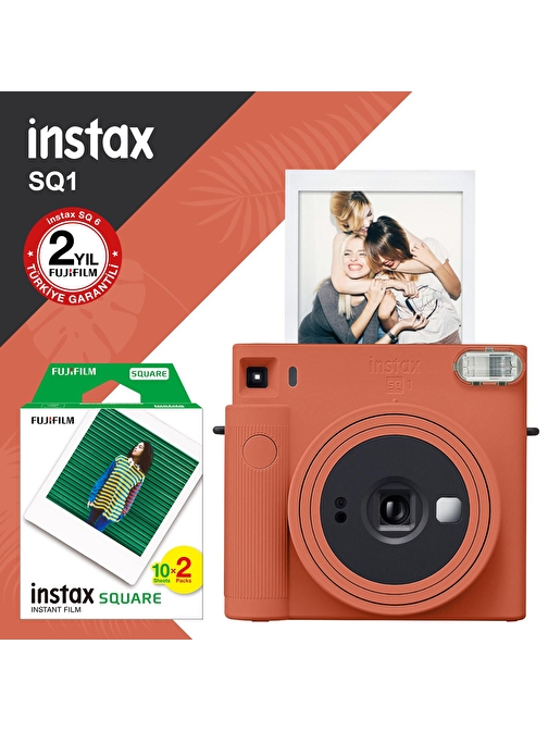 Instax SQ1 Terracotta Turuncu Fotoğraf Makinesi ve 20li Kare Film