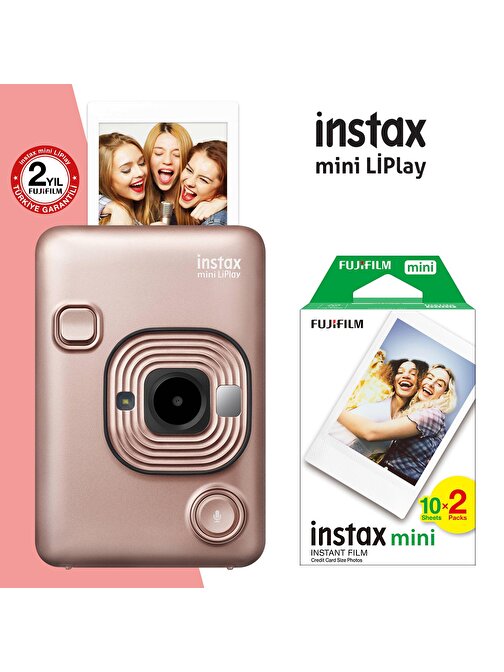 Instax mini LiPlay Hybrid Blush Gold Fotoğraf Makinesi 20li mini Film