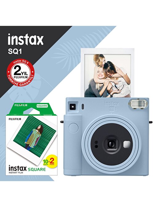 Instax SQ1 Buz Mavi Fotoğraf Makinesi ve 20li Kare Film