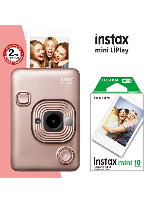 Instax mini LiPlay Hybrid Blush Gold Fotoğraf Makinesi 10lu mini Film