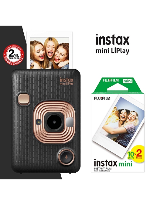 Instax mini LiPlay Hybrid Elegant Black Fotoğraf Makinesi 20li mini Film