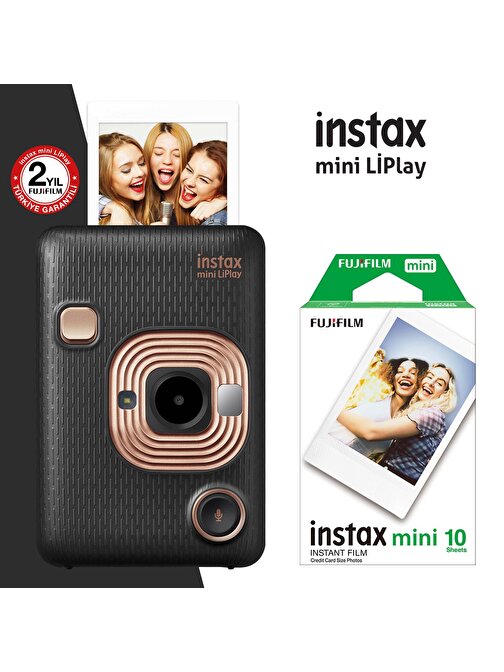 Instax mini LiPlay Hybrid Elegant Black Fotoğraf Makinesi 10lu mini Film