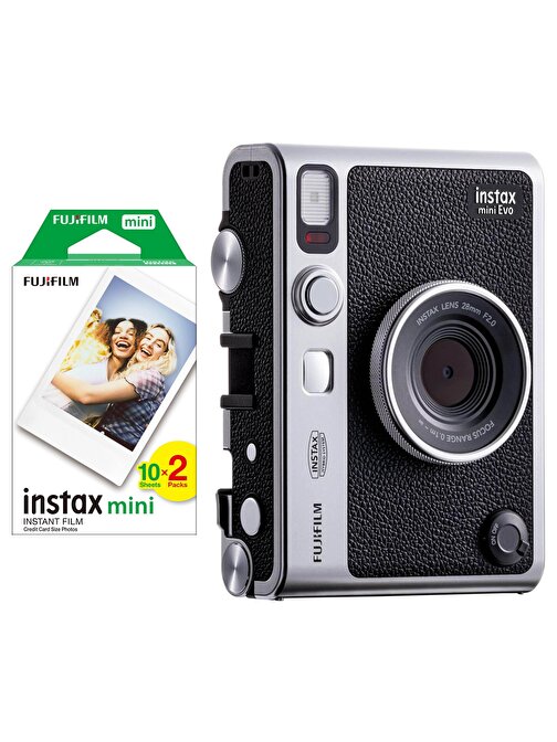 Instax Mini Evo Siyah Fotoğraf Makinesi ve 20'li Film