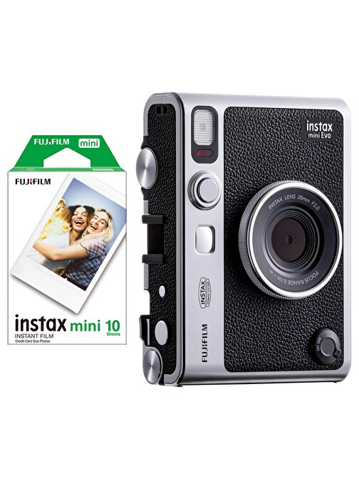 Instax Mini Evo Siyah Fotoğraf Makinesi ve 10'lu Film