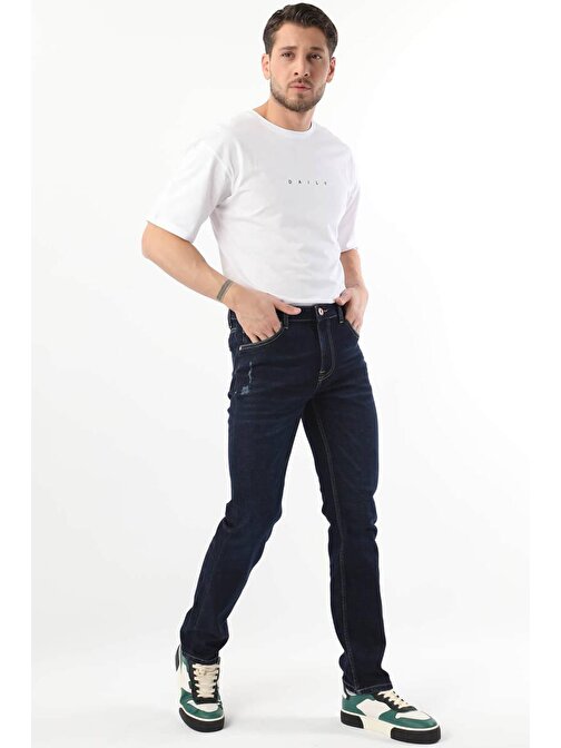 Erkek Regular Fit Jean Pantolon Lacivert