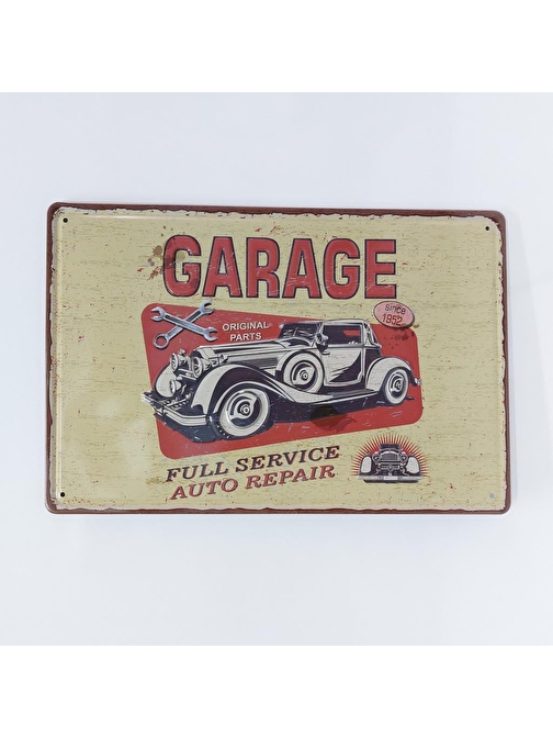 Cajuart Garage Eski Araba Tamir Temalı 20X30 Cm Metal Plaka Tablo