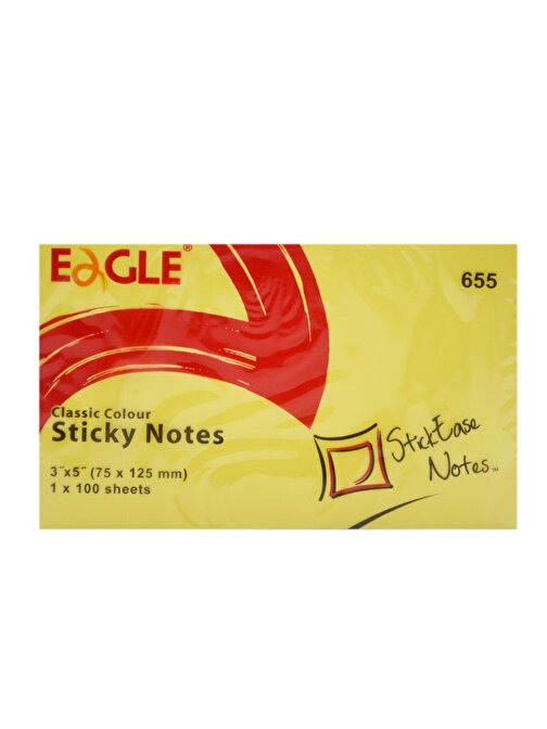 Eagle 655 Dikdörtgen Post-it -  Not Kağıdı Sarı 75x125 mm 100 Yaprak