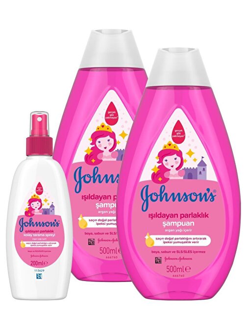 Johnson's Işıldayan Parlaklık Günlük Kullanım İçin Bebek Şampuanı 500 ml 2 Adet + Işıldayan Parlaklık Sprey 200 ml + Defter Hediyeli