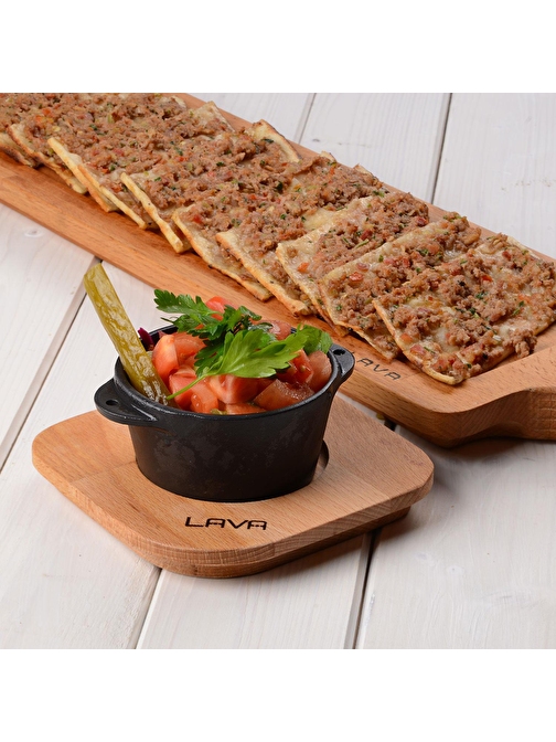 Lava Döküm Yuvarlak Sufle / Sos Kabı Ve Ahşap Altlığı. Çap(Ø)8Cm.