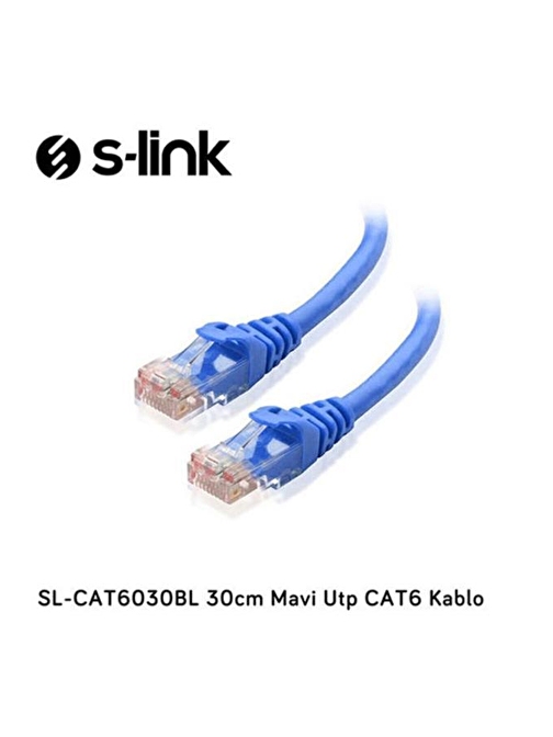 S-link SL-CAT6030BL 30cm Mavi Utp CAT6 Kablo