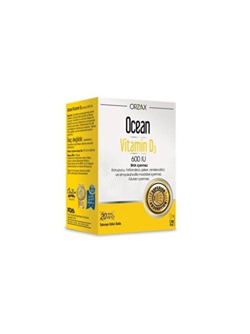 Orzax Ocean Vitamin D3 600 Iu 20 Ml