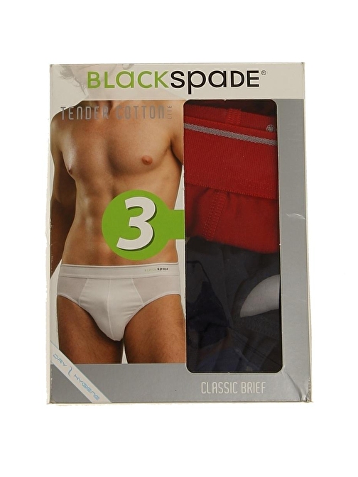 Blackspade Siyah-Beyaz-Kırmızı 3''lü Pamuk Slip