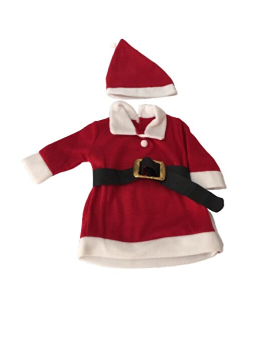 Noel Kız Çocuk Kırmızı  2'Li Elbise