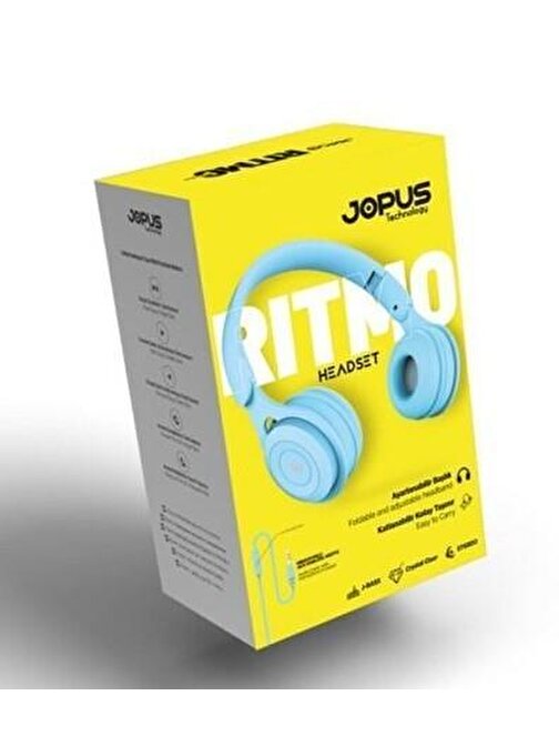 Jopus Ritmo Kulak Üstü Kablolu Kulaklık Katlanabilir Js-80 (Mavi)