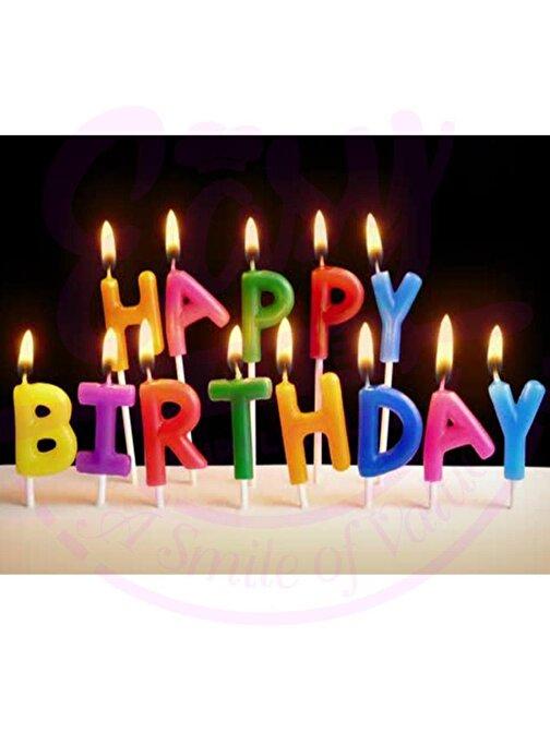 BSSM Rengarenk Happy Birthday Yazılabilen Doğum Günü Mumu