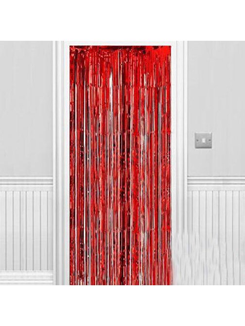 BSSM Işıltılı Duvar ve Kapı Perdesi Kırmızı 90x200 cm