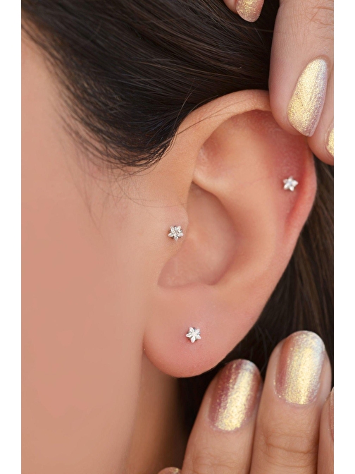 Çelik Yıldız Piercing 8 mm Tragus Helix Kıkırdak Conch