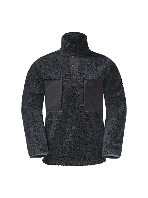 Jack Wolfskin Düz Antrasit Erkek Polar Sweatshırt 1710601-6350 Pank Snap M S