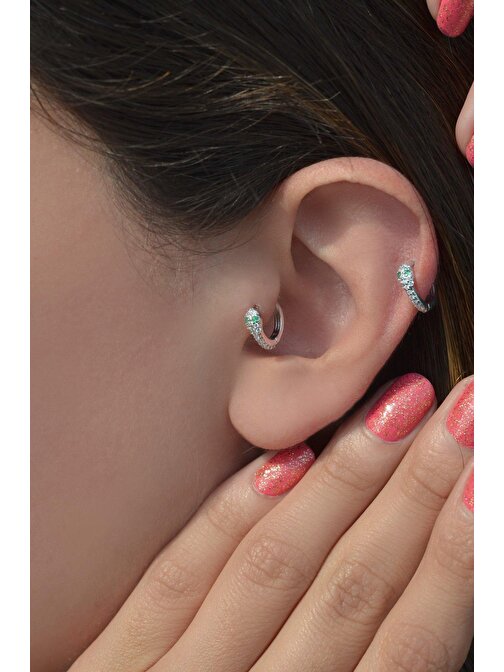 Yılan Halka Piercing Tragus Helix Kıkırdak Gümüş Renk