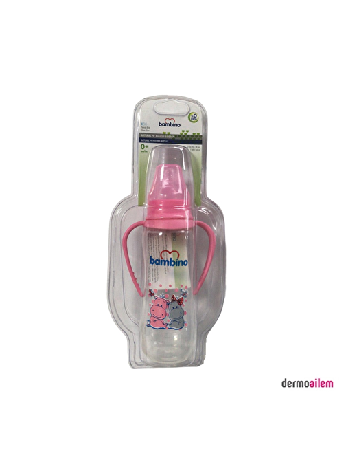 Bambino Natural Pp Anne Göğsü Uçlu Kulplu Pembe Biberon 250 ml